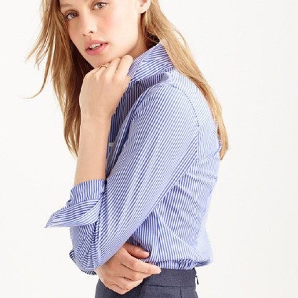 J. Crew Tops - J. Crew Favorite Shirt In Stripe Blue White Top T1